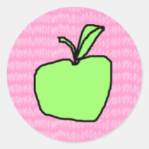Green Apple with Patterned Background. Sticker
