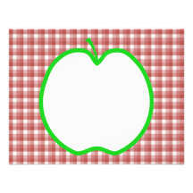 Green Apple with Red and White Check Pattern. Invitation