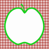 Green Apple with Red and White Check Pattern. Photo Cut Outs