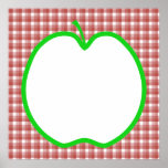 Green Apple with Red and White Check Pattern. Poster