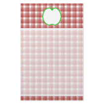 Green Apple with Red and White Check Pattern. Stationery Paper