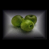 Green apples on glass posters