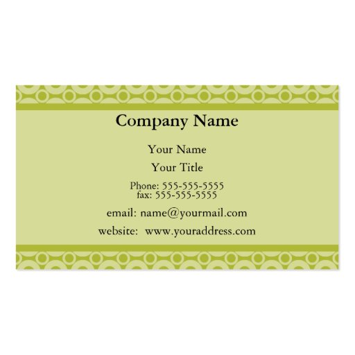 Green Appointment Reminder Card Business Card Templates (front side)