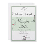 Green Aqiqah invitation with cute cartoon drawing