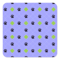 Green Argyle Paw Prints Stickers