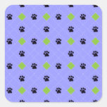 Green Argyle Paw Prints Stickers