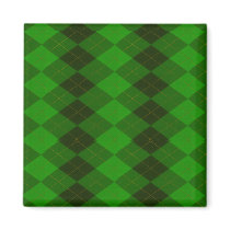 Green Argyle Square Magnet