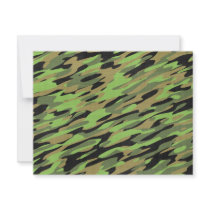 Green Army Camouflage Textured Custom Invitations