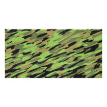 Green Army Camouflage Textured Personalized Photo Card