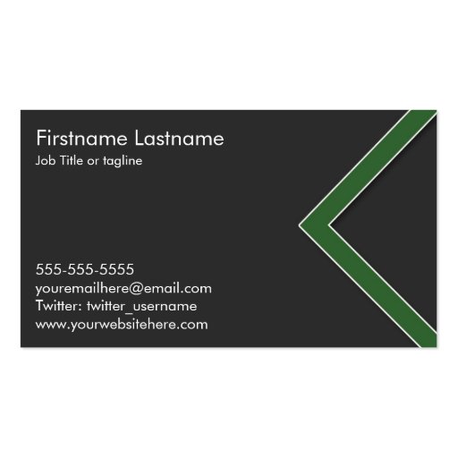 Green Arrow Personal Networking Business Cards (back side)