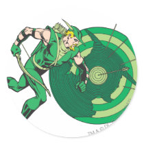 Green Arrow with Target 2 Round Sticker