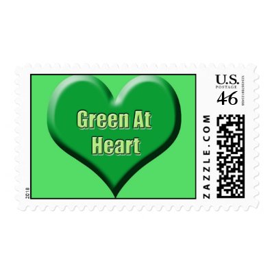 Green At Heart Green Postage Stamp by livegreendesigns