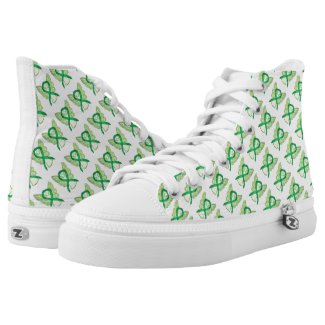 Green Awareness Ribbon Angel Custom High Tops Printed Shoes