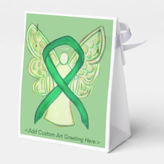 Green Awareness Ribbon Angel Party Favor Boxes