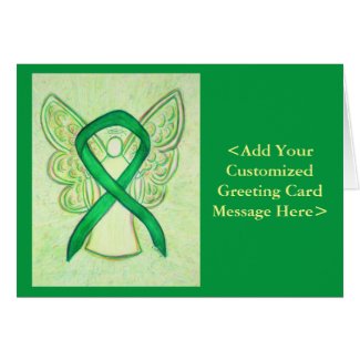 Green Awareness Ribbon Angel Personalized Cards