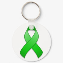 Green Awareness Ribbon Keychain