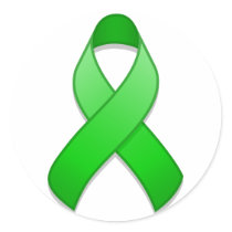 Green Awareness Ribbon Round Sticker by jamieco Green Awareness Ribbon Round Sticker