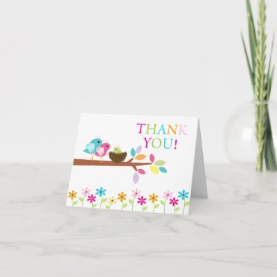 Green Baby Birds Nest Thank You Note Card