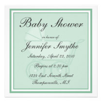 Green Baby Carriage Baby Shower Invitation invitations