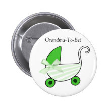Green Baby Carriage Grandmother Button