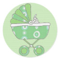 Green Baby Carriage Sticker