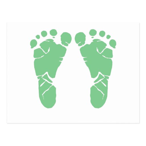 Green baby footprints postcard Zazzle