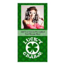 Green Background Lucky Charm Photo Card Template