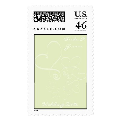 Green Background Wedding Hearts Postage Stamp