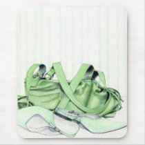 Green Bag & Shoes Mousepad mousepads