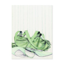 Green Bag & Shoes Postcard postcards