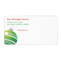Green ball ornament contemporary Christmas mailing label