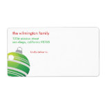 Green ball ornament contemporary Christmas mailing Custom Shipping Label