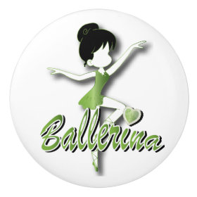 Green Ballerina Girl Ceramic Knob