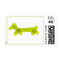 Green Balloon Doggie Postage Stamp
