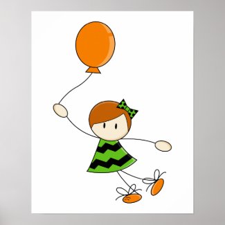 Green Balloon Girl Canvas print