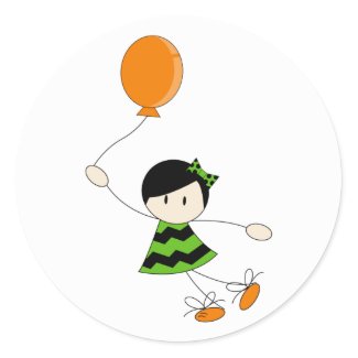 Green Balloon Girl Sticker sticker