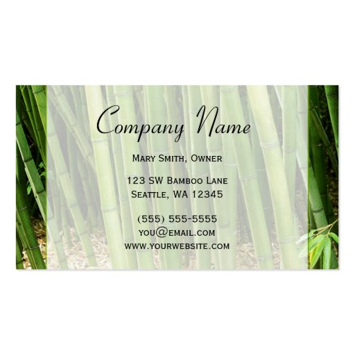 Green Bamboo Asian Business Card (front side)