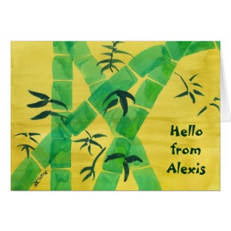 Green Bamboo Grove Yellow Background Nature Grass Greeting Card