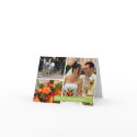 Green band modern 3 photo montage thank you note card