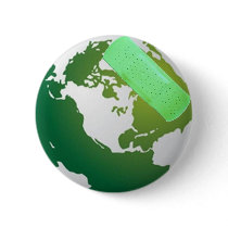 Green Bandaided Earth Pin buttons