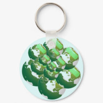 Green Bandaided Earths keychains by JuJuGarden Green Bandaided Earths keychains