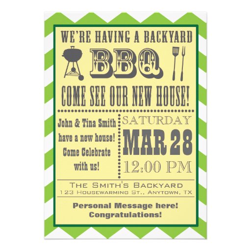 Green Barbecue Housewarming Invitation (front side)
