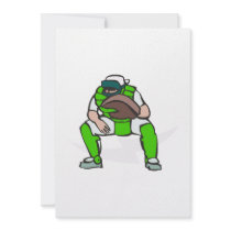 green baseball catcher personalized invitation