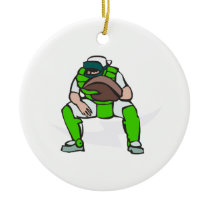green baseball catcher christmas ornament
