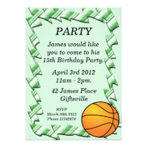 Green Basketball Birthday Party Invitation invitations