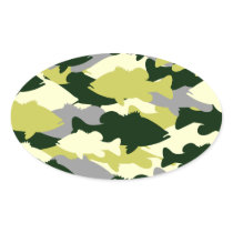 GREEN BASS CAMO OVAL STICKERS