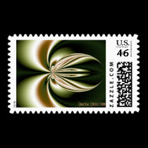 Green Bass Fractal Postage Stamp