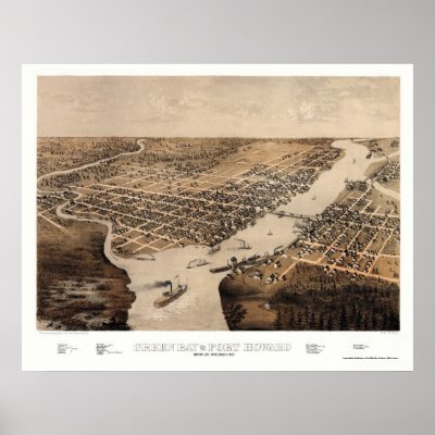 Coffee Shops Green  on Green Bay  Wi Panoramic Map   1867 Print From Zazzle Com