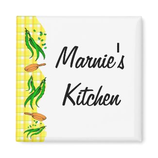 Green Beans Retro Yellow Checks Custom Magnets magnet