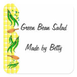 Green Beans Yellow Checks Custom Canning Stickers